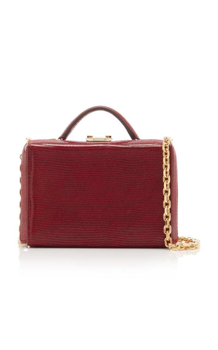 Moda Operandi Mark Cross Grace Mini Lizard-effect Leather Box Top Handle Bag