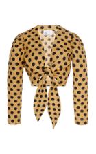 Lisa Marie Fernandez Tie-front Polka-dot Linen Blouse