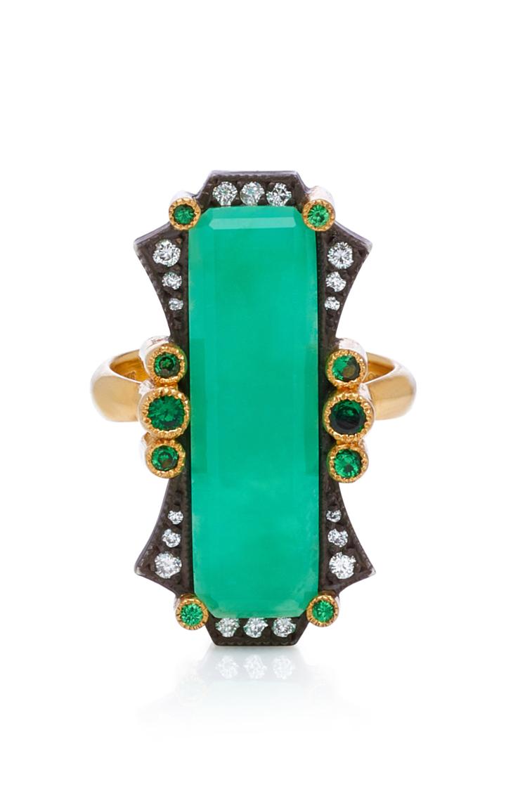 Arman Sarkisyan 22k Gold Chrysoprase And Diamond Ring