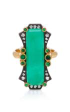 Arman Sarkisyan 22k Gold Chrysoprase And Diamond Ring