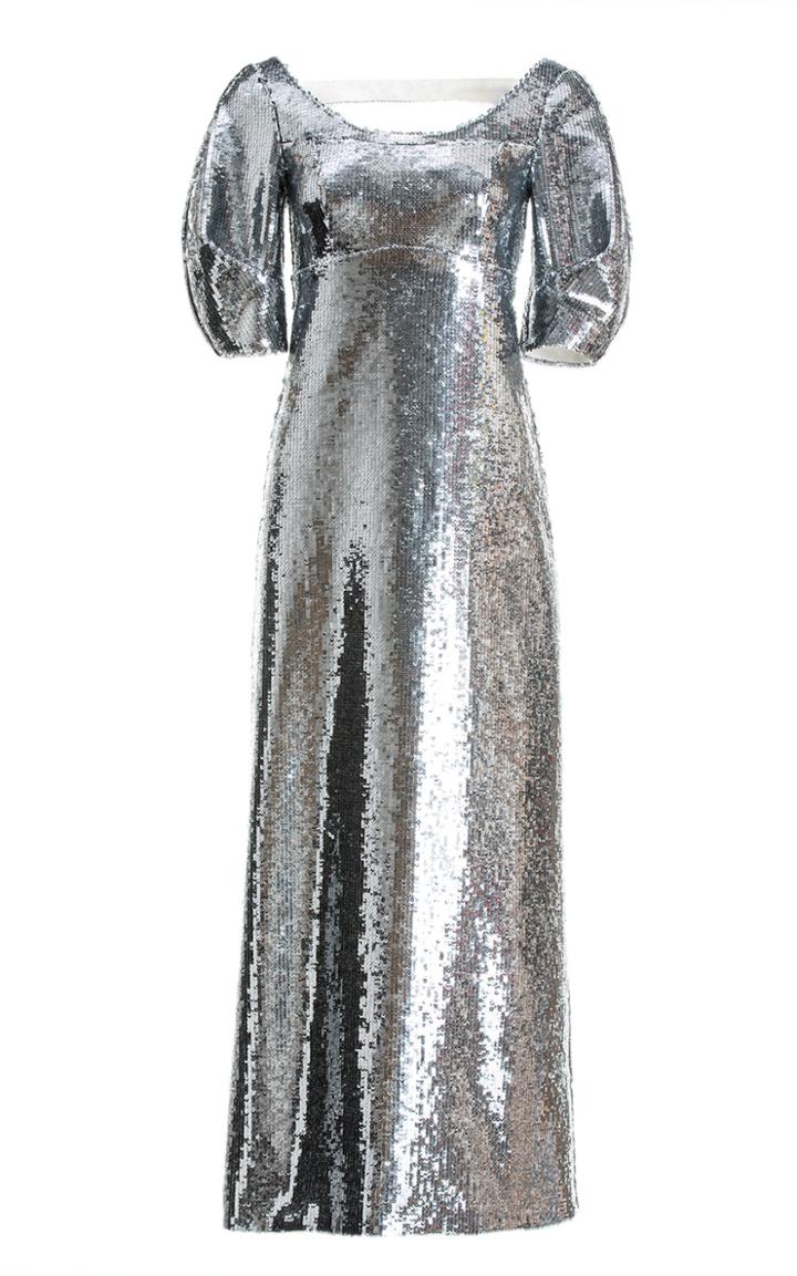 Moda Operandi Huishan Zhang Alessie Puff-sleeve Sequined Maxi Dress