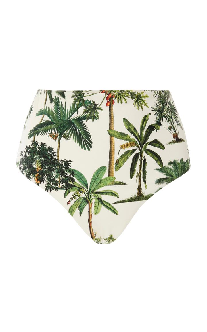 Agua By Agua Bendita Alicia Nature-print High-waisted Bikini Bottom Si