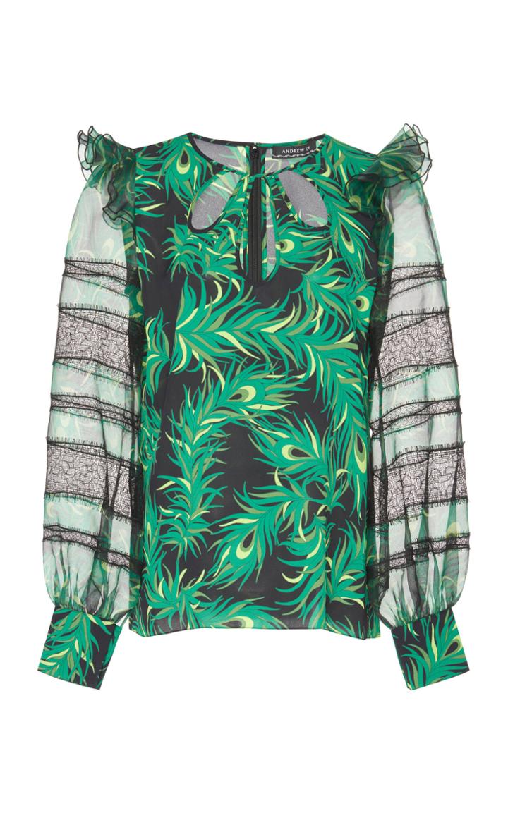 Andrew Gn Peacock Printed Top