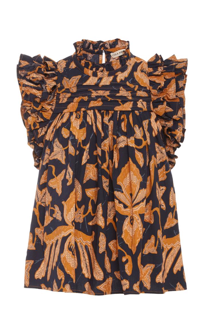 Ulla Johnson Eva Printed Ruffled Cotton Top