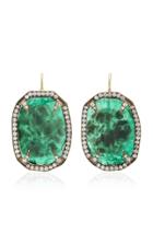 Sylva & Cie Emerald Slice Thorn Earrings With Diamonds