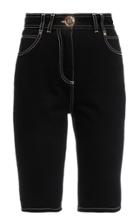 Moda Operandi Balmain Top-stitched Denim High-rise Knee-length Shorts