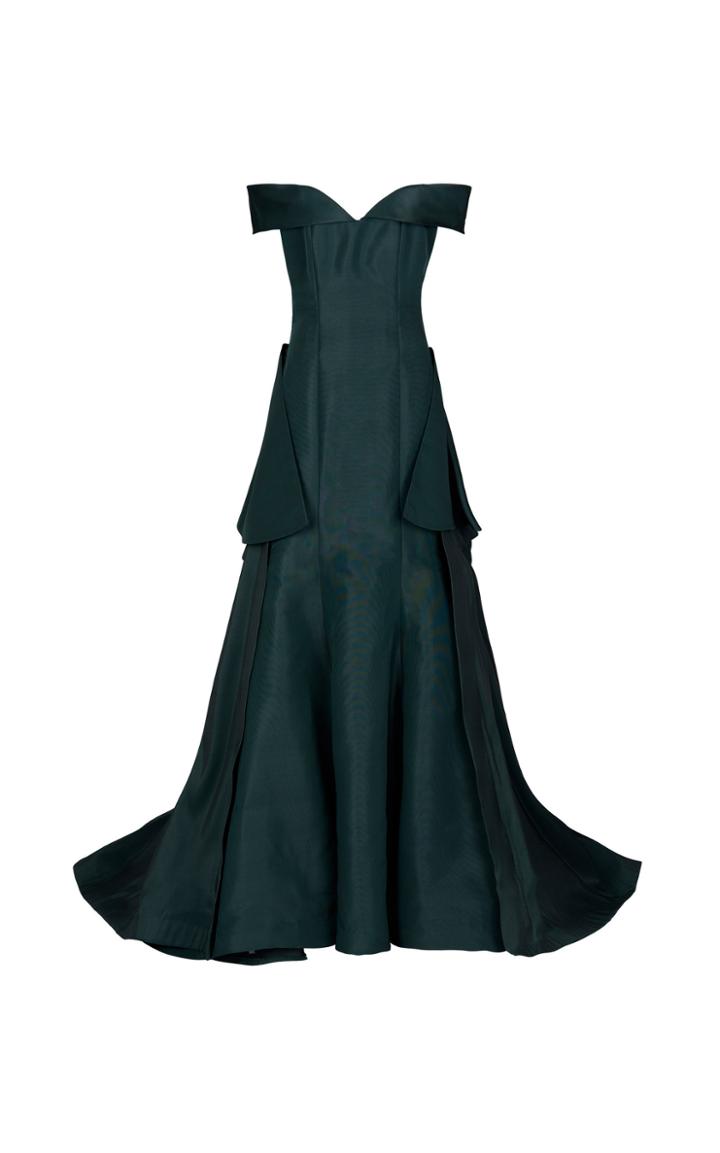Bazza Alzouman Rana Draped Train Gown