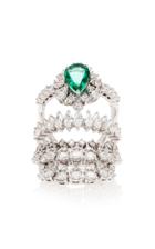 Yeprem Four-tier Stack Illusion Diamond And Emerald Ring