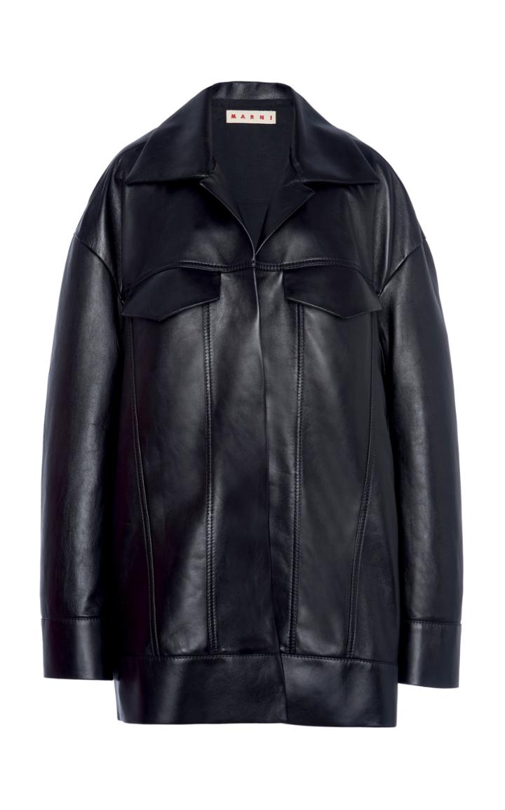 Moda Operandi Marni Oversized Leather Shirt Jacket Size: 36