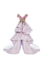 Marchesa Floral Embroidered Tiered Ball Gown