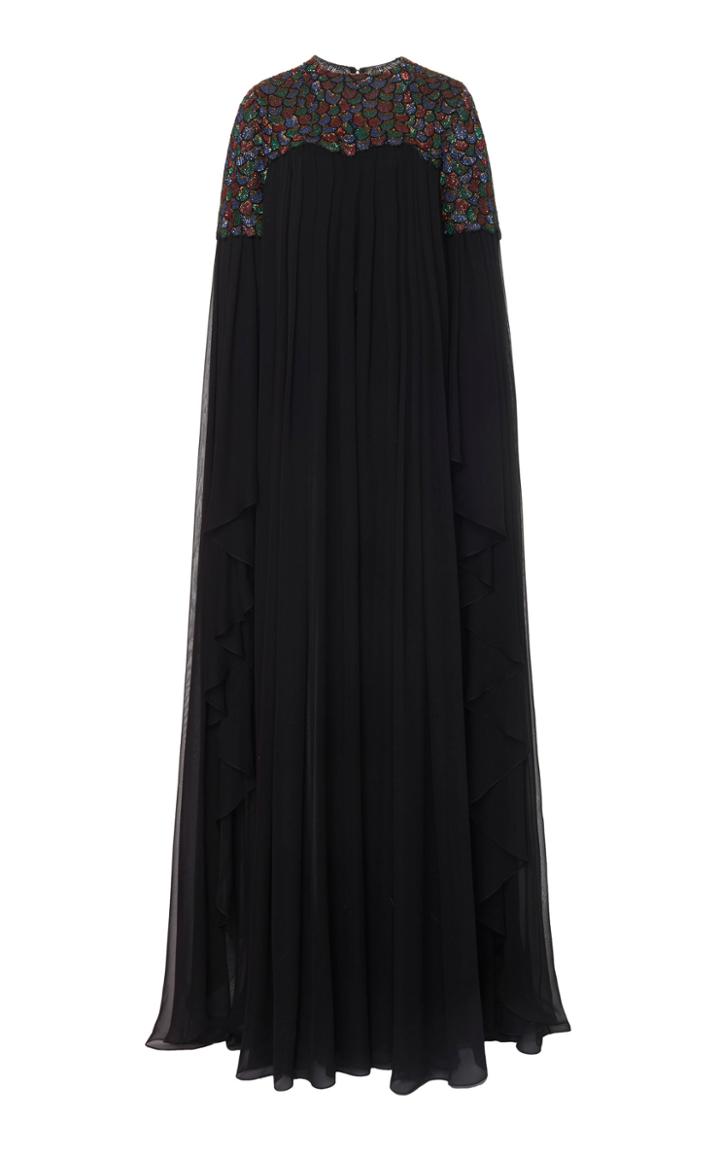 Carolina Herrera Winged Cape Gown With Embellished Yoke