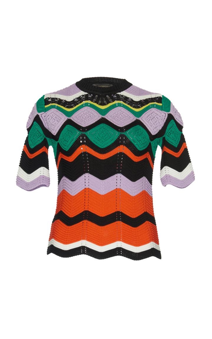 Versace Knit Scalloped Hem Top