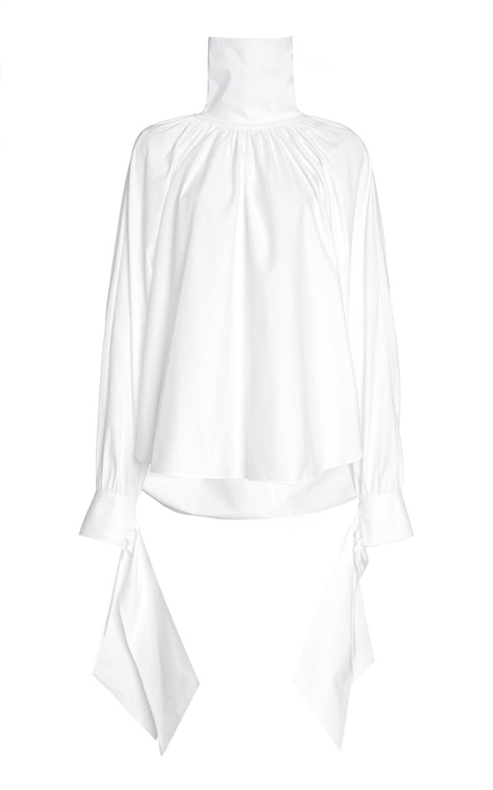 Moda Operandi Piece Of White Jodie High-neck Cotton-blend Poplin Shirt