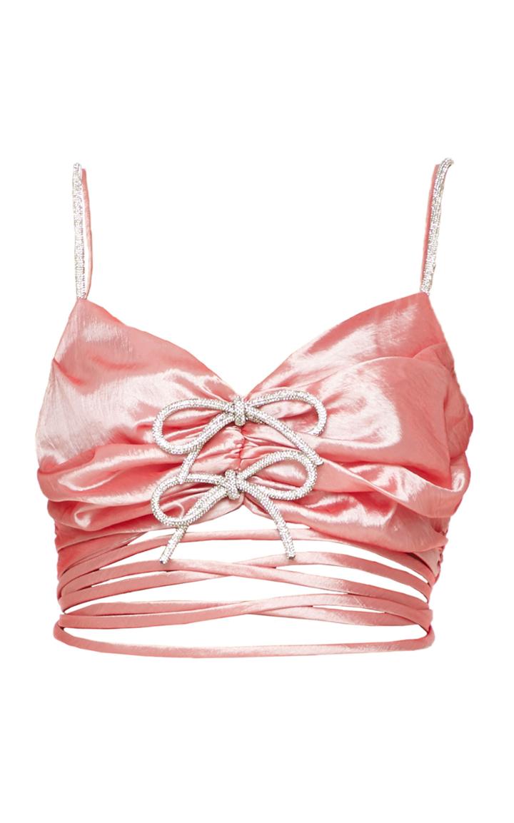 Moda Operandi Mach & Mach Bow-detailed Silk Organza Wrap-around Crop Top