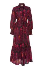 Figue Indiana Belted Ikat Silk Dress