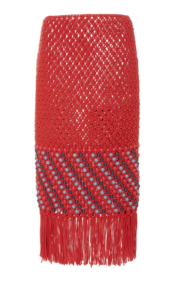 Edun Beaded Macrame Midi Skirt