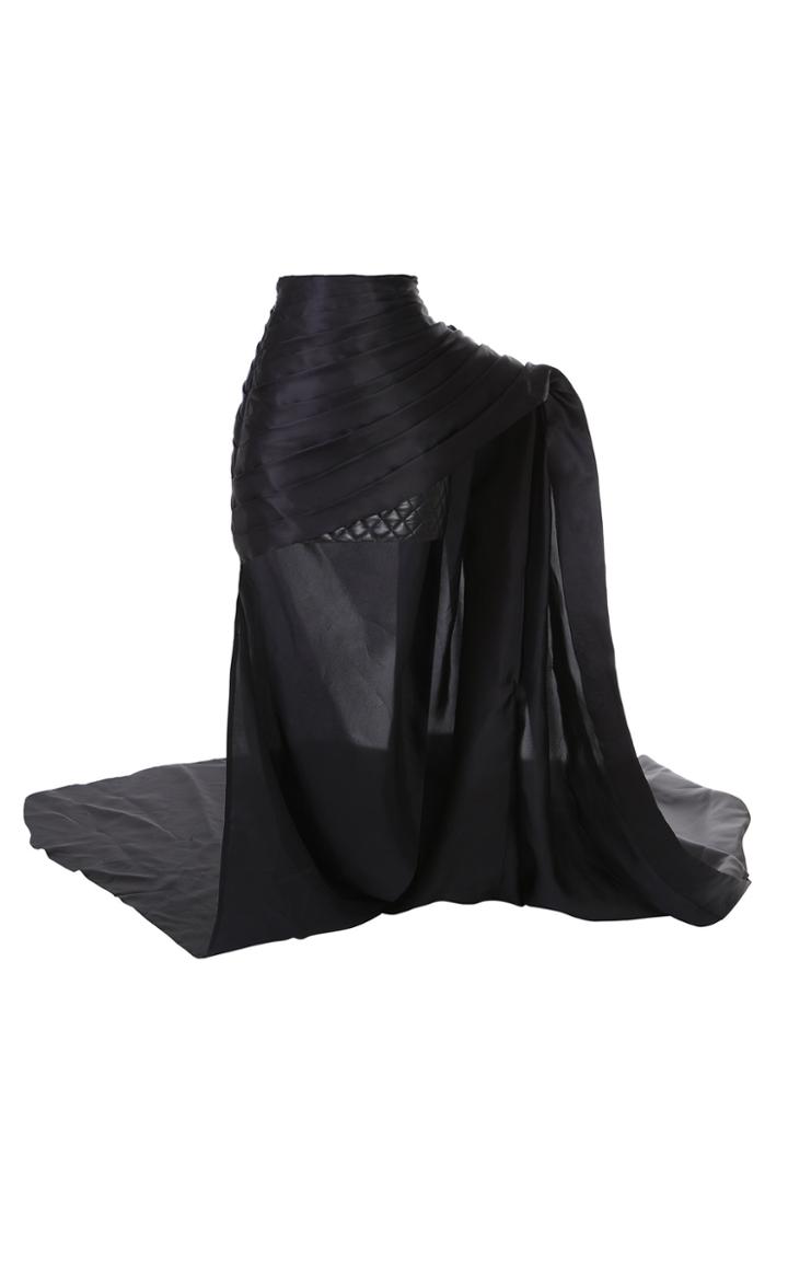 Balmain Silk Layered Draped Organza Skirt