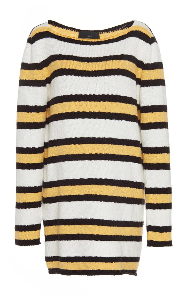 Alanui Striped Cotton Knit Mini Dress