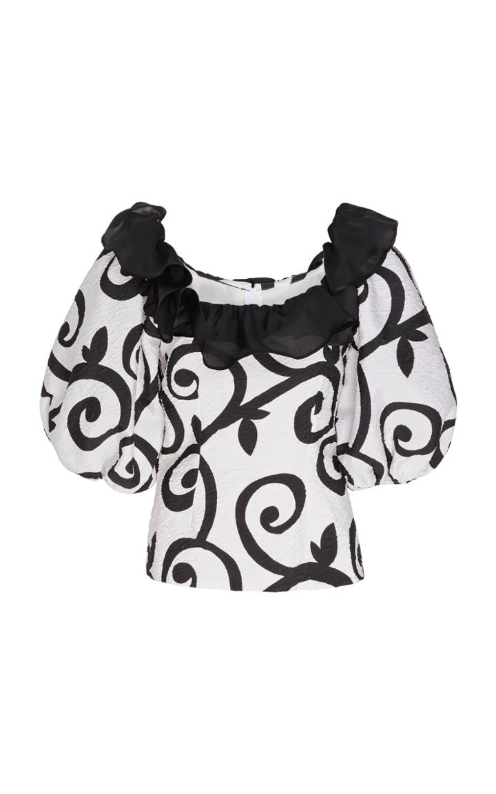 Moda Operandi Rodarte Swirl Cloque Ruffle Blouse Size: S