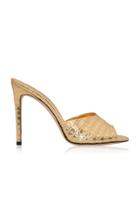 Paris Texas Croc-embossed Metallic Leather Mules