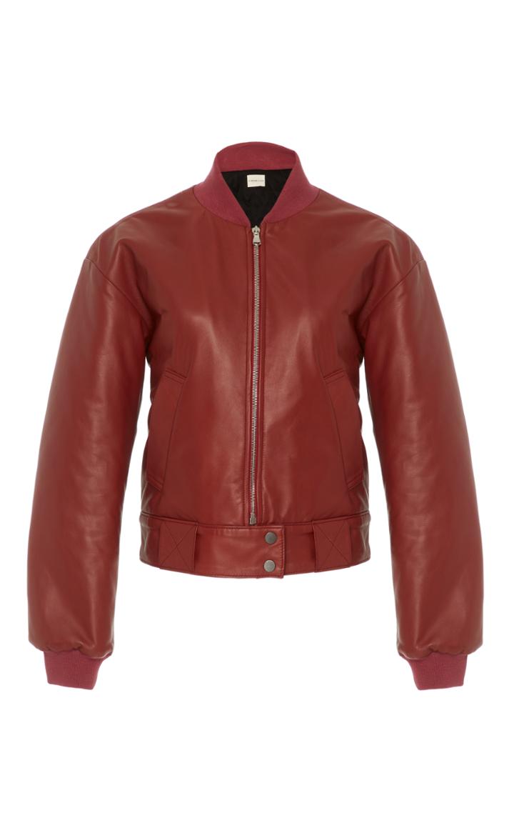 Simon Miller Almonda Burgundy Leather Bomber Jacket