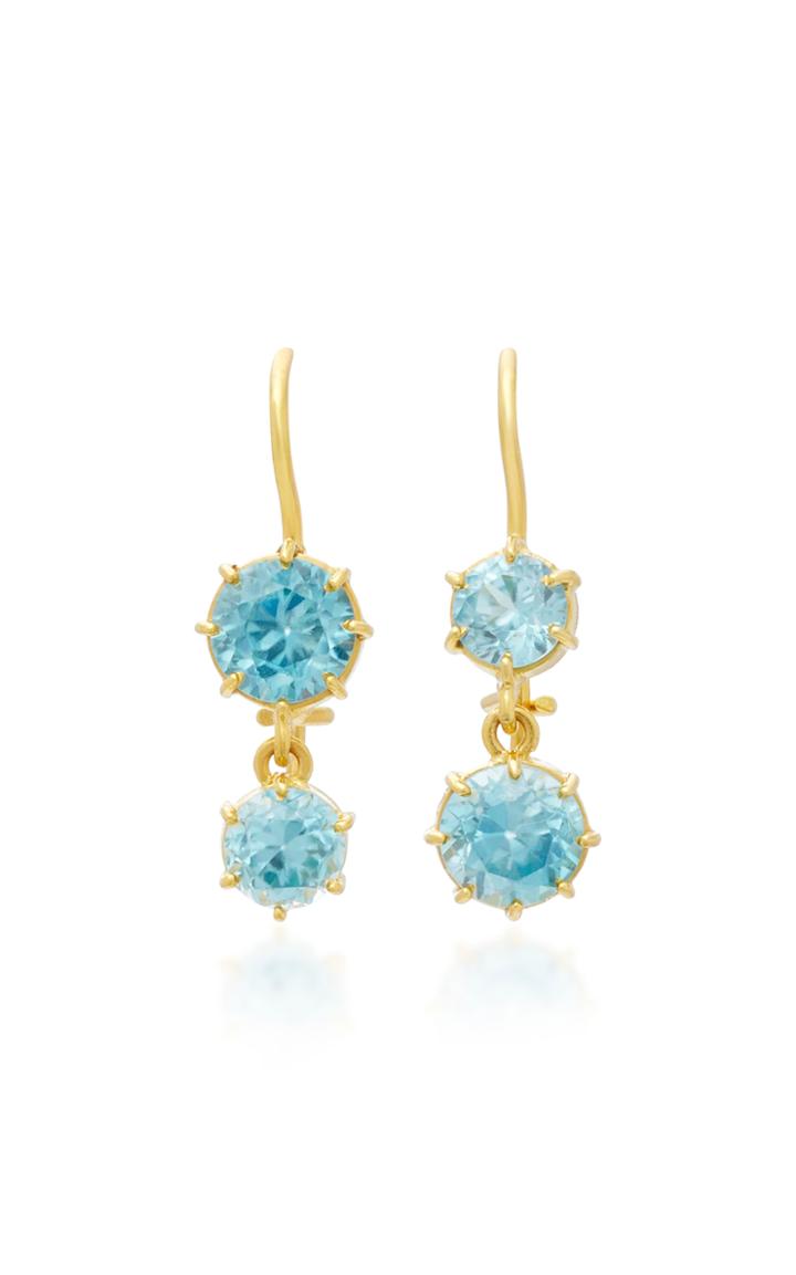 Renee Lewis 18k Gold Blue Zircon Earrings