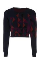 Cushnie Geometric Knit Cropped Top