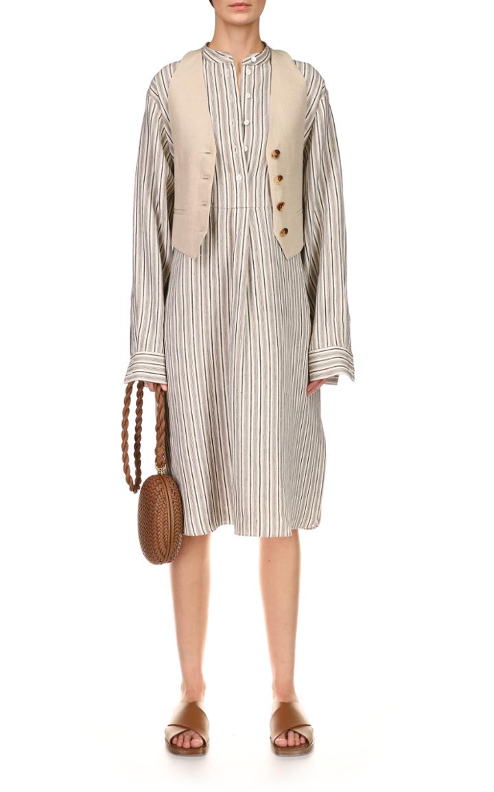 Moda Operandi Michael Kors Collection Bibbed Tunic Linen Shirtdress