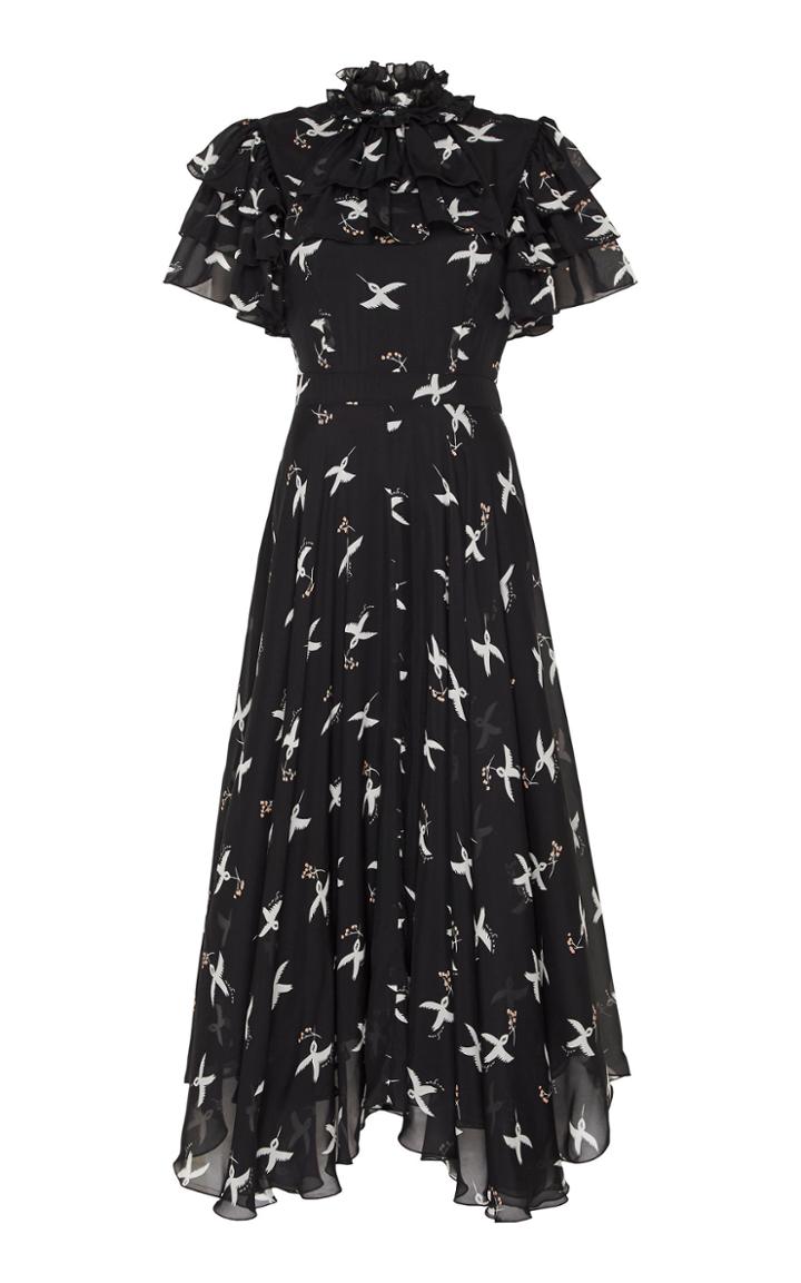 Macgraw Flight Printed Chiffon Midi Dress