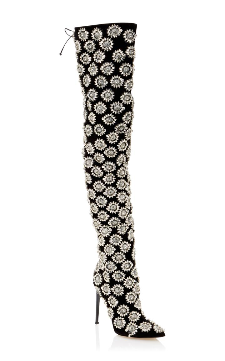 Oscar De La Renta Frederikke Embellished Suede Boot