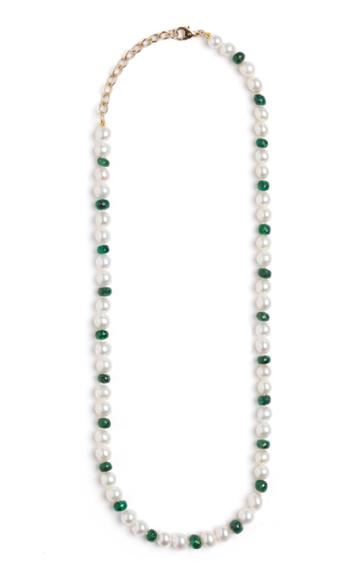 Objet-a 18k Gold Pearl And Emerald Necklace