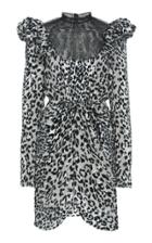Giambattista Valli Swiss Dot-trimmed Leopard Devore Dress