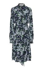Michael Kors Collection Floral Crepe De Chine Pleated Shirt Dress