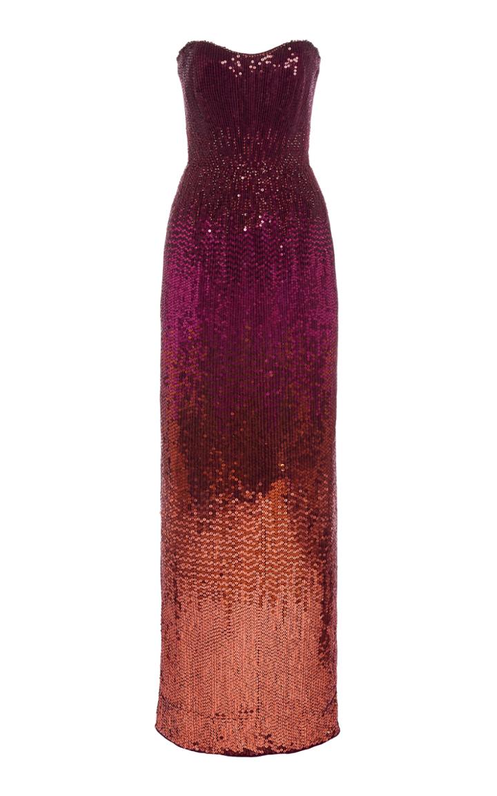 Moda Operandi Jenny Packham Romie Gradient Sequined Strapless Gown