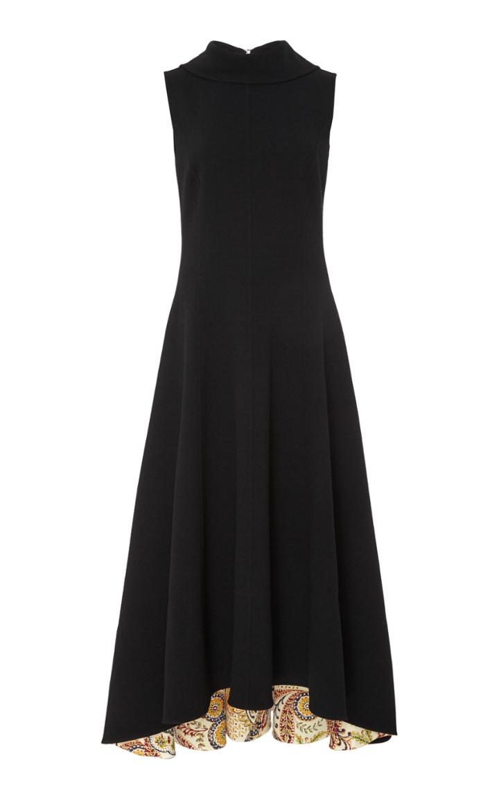 Oscar De La Renta Tie-neck Sleeveless Wool-blend Dress