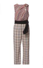 Isa Arfen Mixed Plaid Asymmetric Jumpsuit