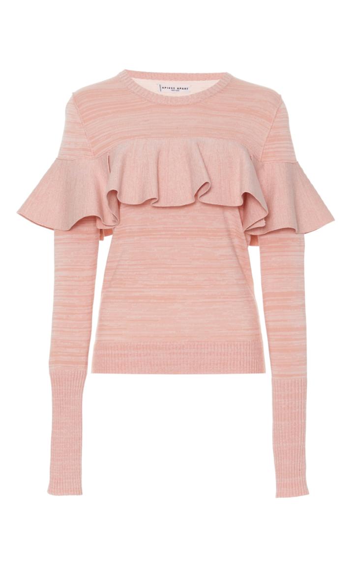 Apiece Apart Long Sleeve Knit Ruffle Top