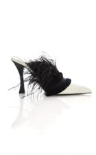 Tabitha Simmons For Brock Collection Feather-embellished Leather Mules