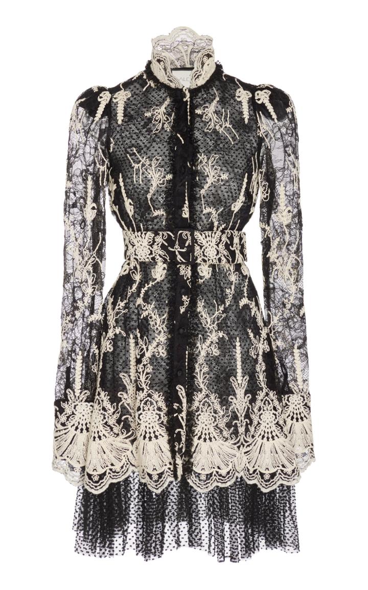 Alexis Hilaria Lace-embroidered Tulle Mini Dress
