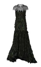 Naeem Khan Feather And Sequin Embroidered Gown