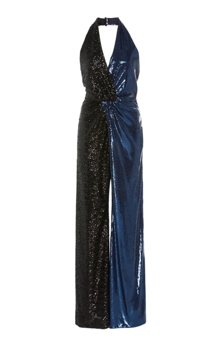 Prabal Gurung Two-tone Sequined Halterneck Jumpsuit