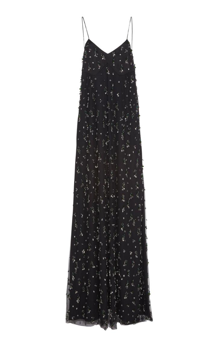 Rochas Sleeveless Bead Embroidered Gown