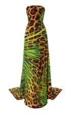 Naeem Khan Strapless Jungle Animal Print Gown