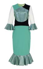 Moda Operandi Christian Siriano Ruffled Color-block Jersey Dress Size: 2