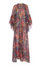Biyan Gallie Floral Silk A-line Maxi Dress