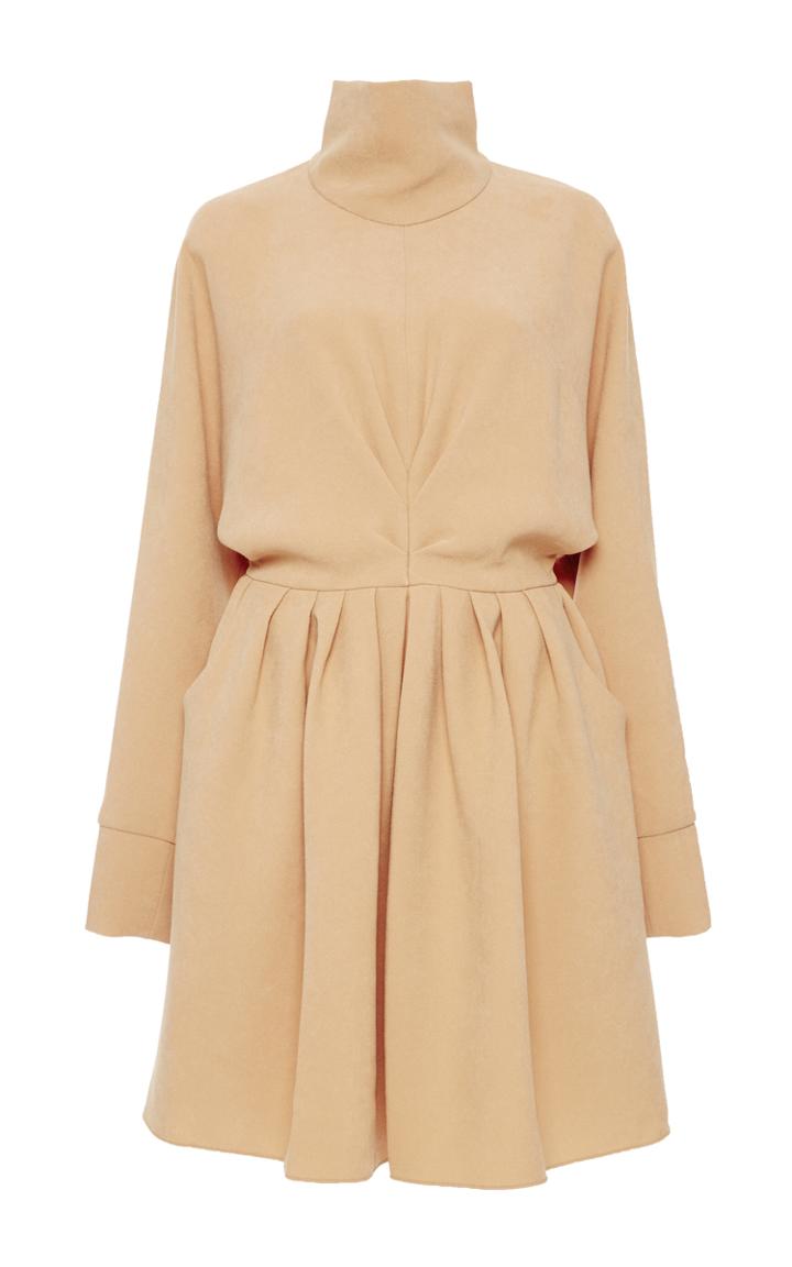 J.w. Anderson Tan High Neck Ruched Dress