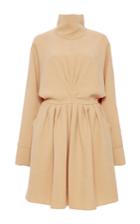 J.w. Anderson Tan High Neck Ruched Dress
