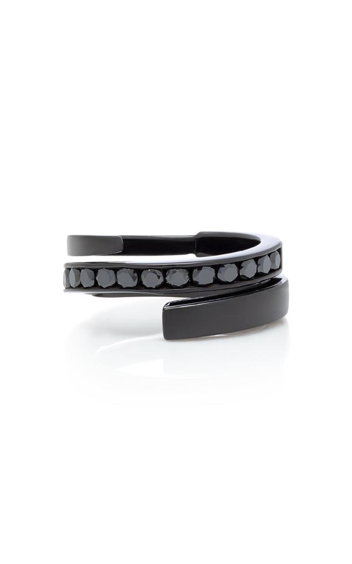 Lynn Ban Jewelry Rhodium-plated Silver And Black Diamond Coil Ring