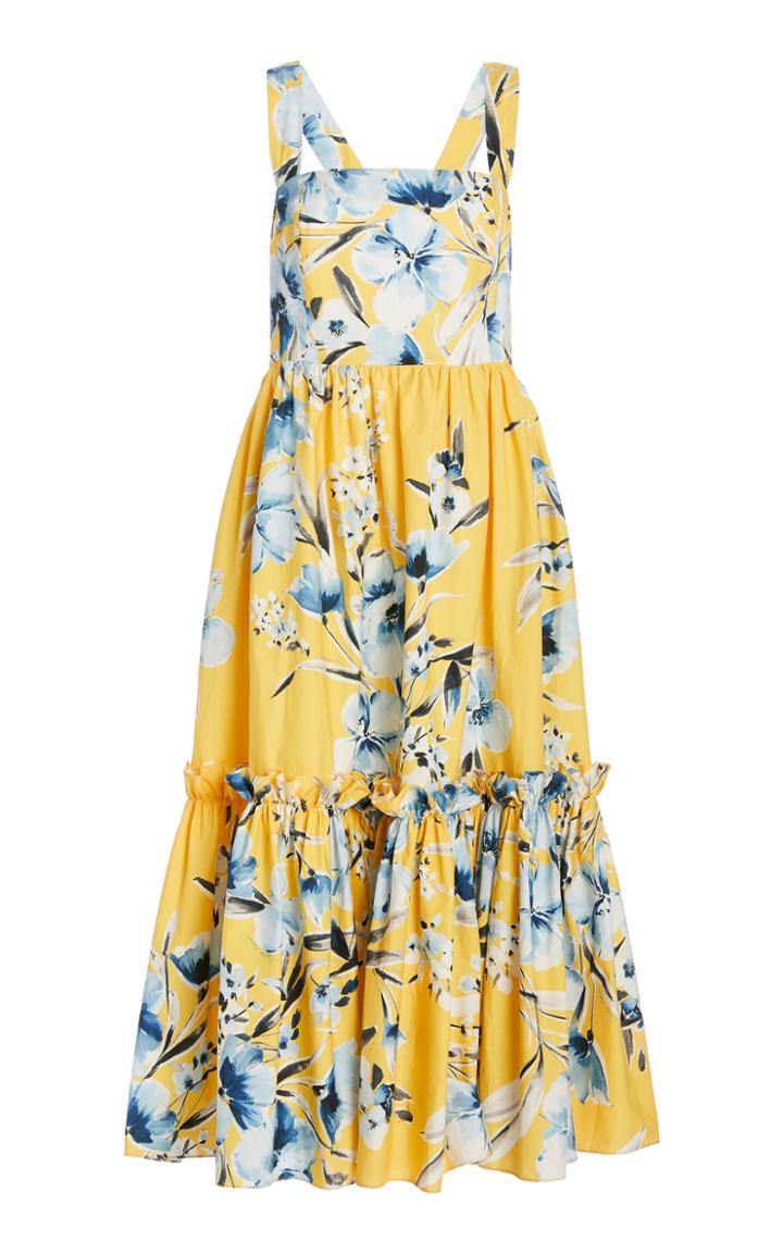 Cara Cara Julia Printed Tiered Cotton-poplin Midi Dress