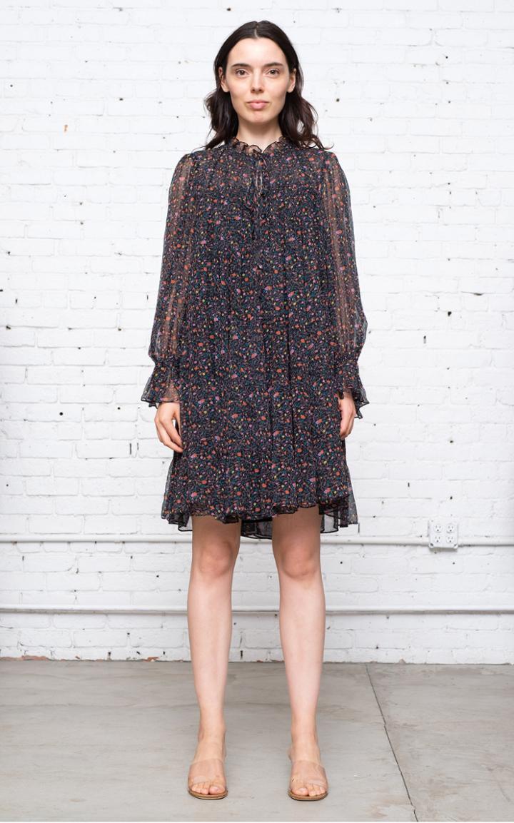 Moda Operandi Sea Bennet Ditsy-print Crinkled Chiffon Mini Dress
